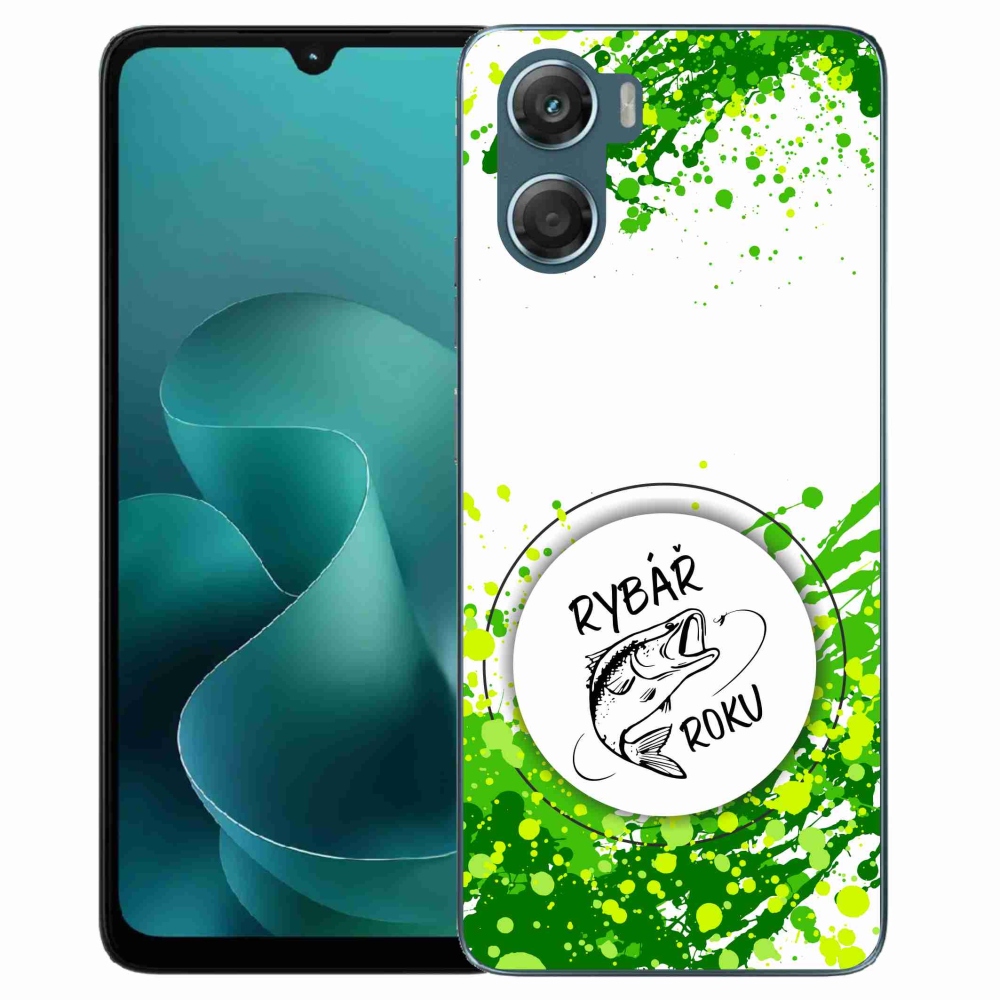Gelový kryt mmCase na Motorola G06/G06 Power - rybář roku bílé pozadí