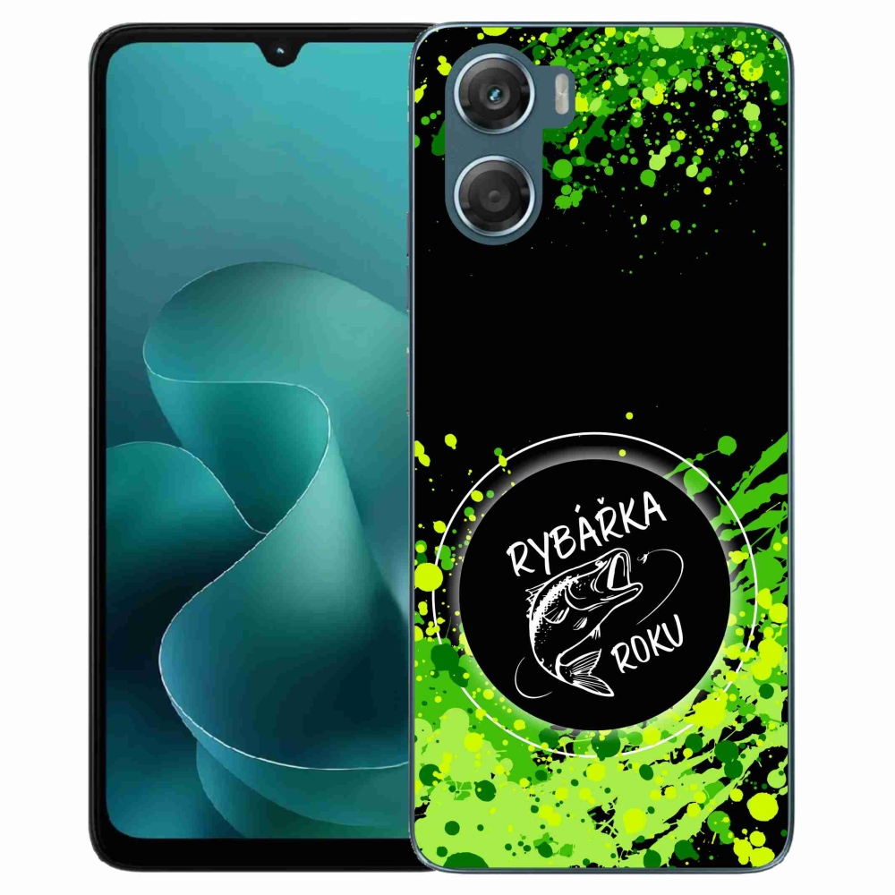 Gelový kryt mmCase na Motorola G06/G06 Power - rybářka roku černé pozadí