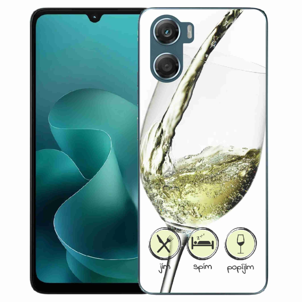 Gelový kryt mmCase na Motorola G06/G06 Power - sklenička vína bílé