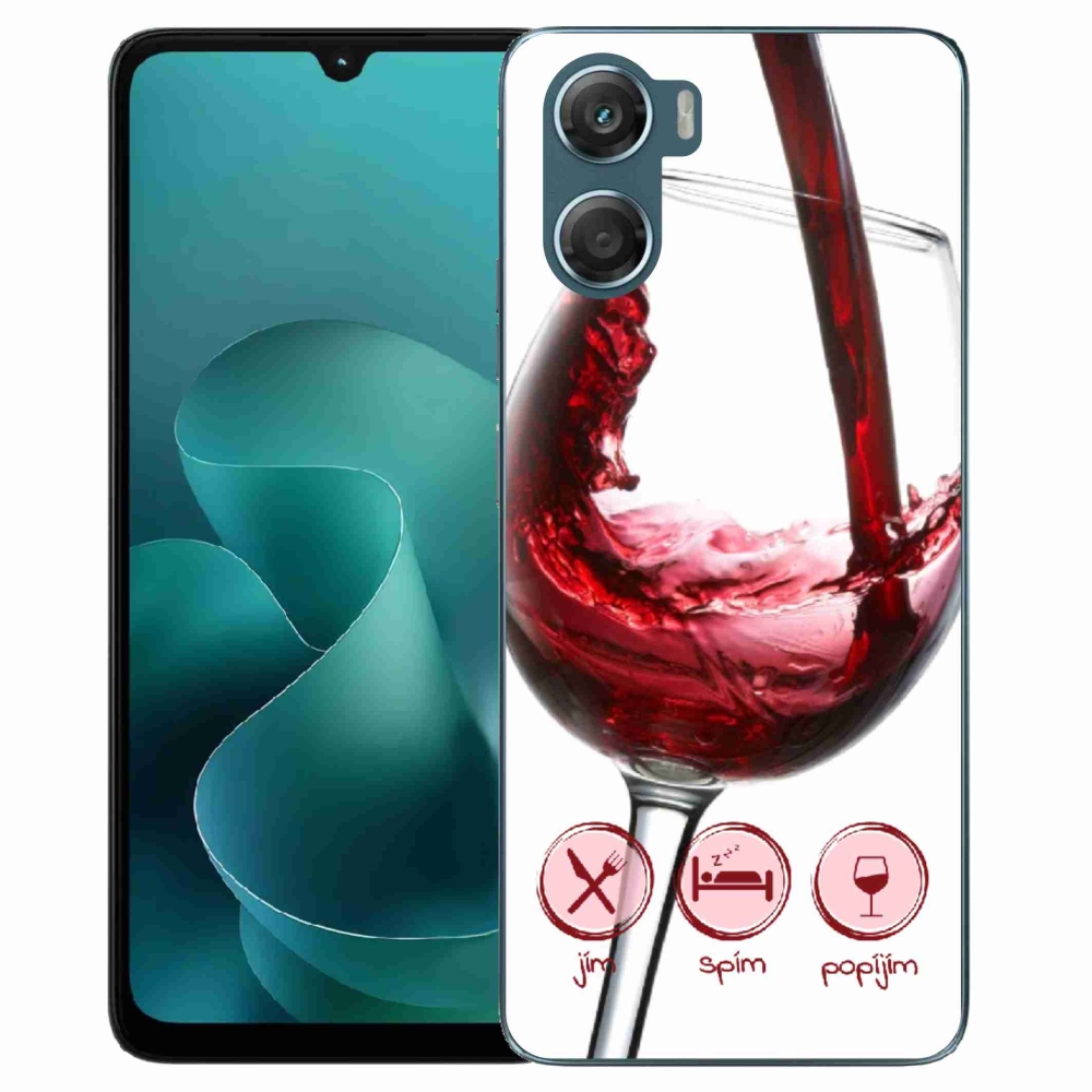 Gelový kryt mmCase na Motorola G06/G06 Power - sklenička vína červené