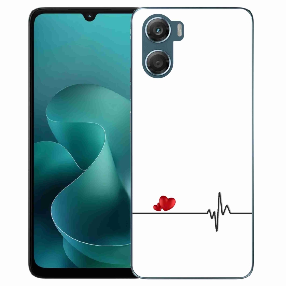 Gelový kryt mmCase na Motorola G06/G06 Power - srdce a tep bílé pozadí
