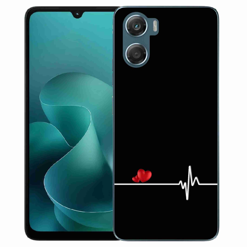 Gelový kryt mmCase na Motorola G06/G06 Power - srdce a tep černé pozadí