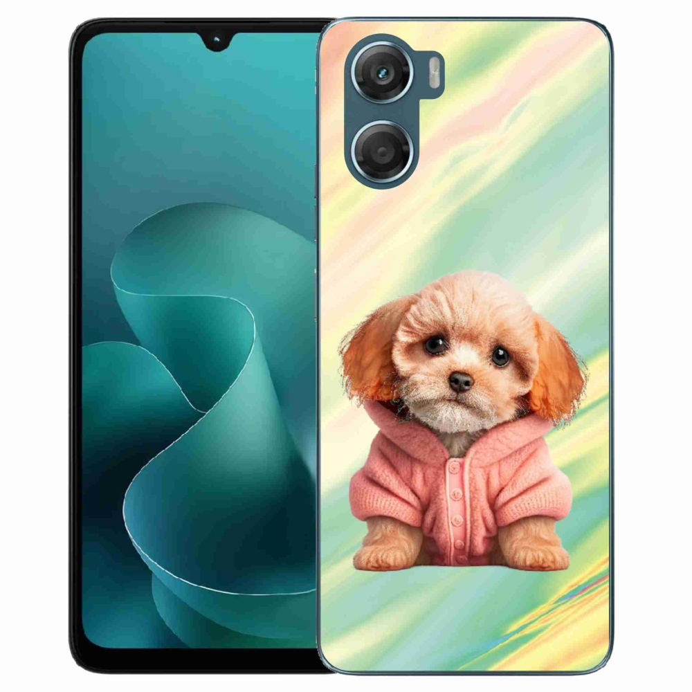 Gelový kryt mmCase na Motorola G06/G06 Power - štěně ve svetru