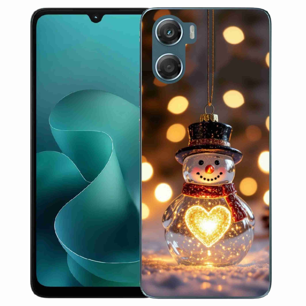 Gelový kryt mmCase na Motorola G06/G06 Power - svítící vánoční sněhulák