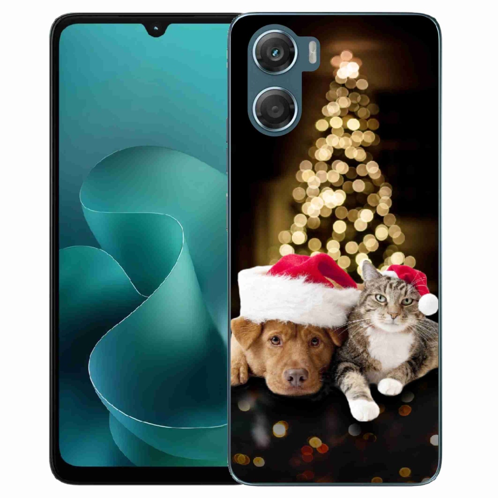Gelový kryt mmCase na Motorola G06/G06 Power - vánoční pes a kočka