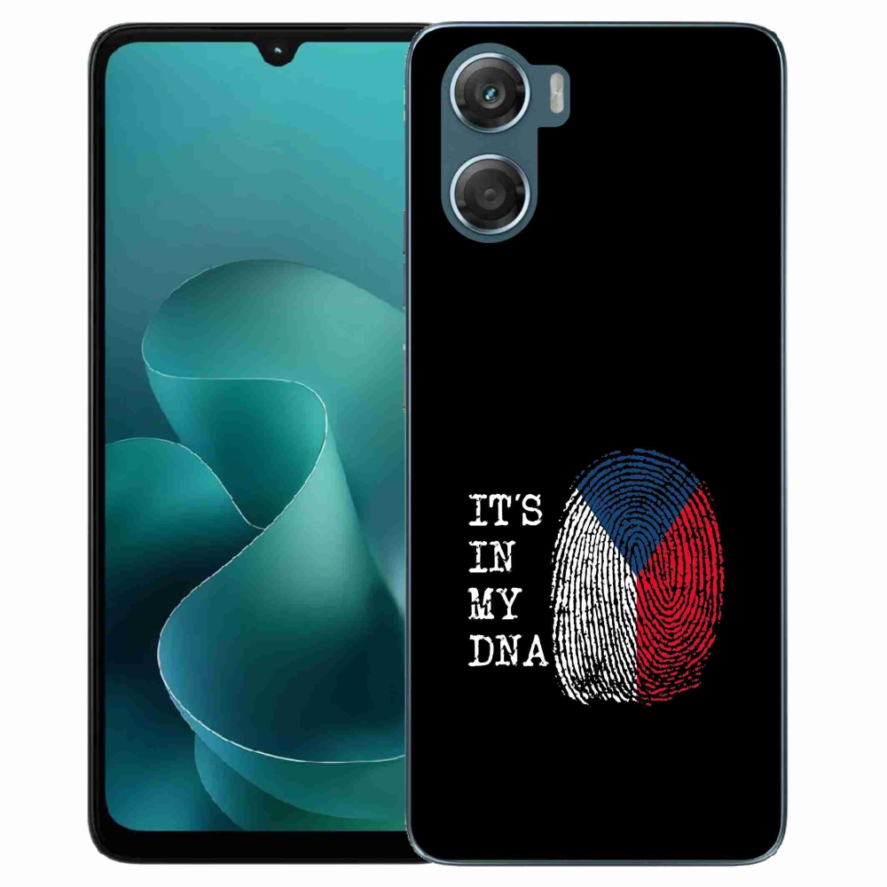 Gelový kryt mmCase na Motorola G06/G06 Power - vlajka otisk prstu černé pozadí
