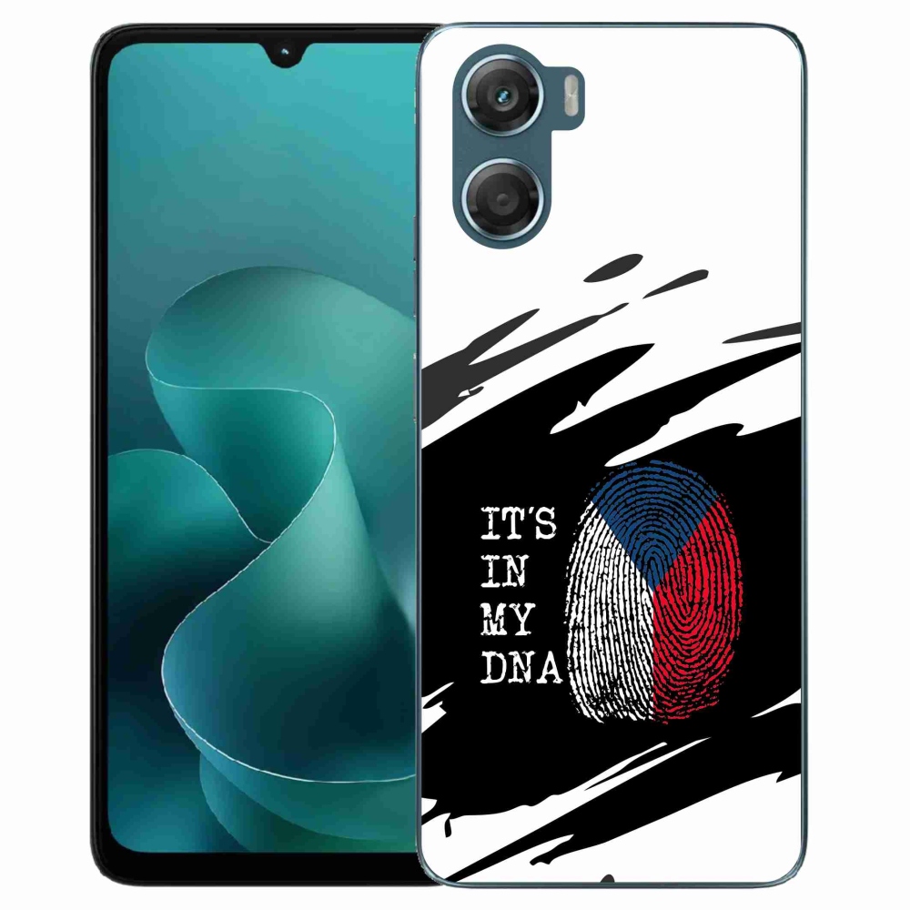 Gelový kryt mmCase na Motorola G06/G06 Power - vlajka otisk prstu černobílé pozadí