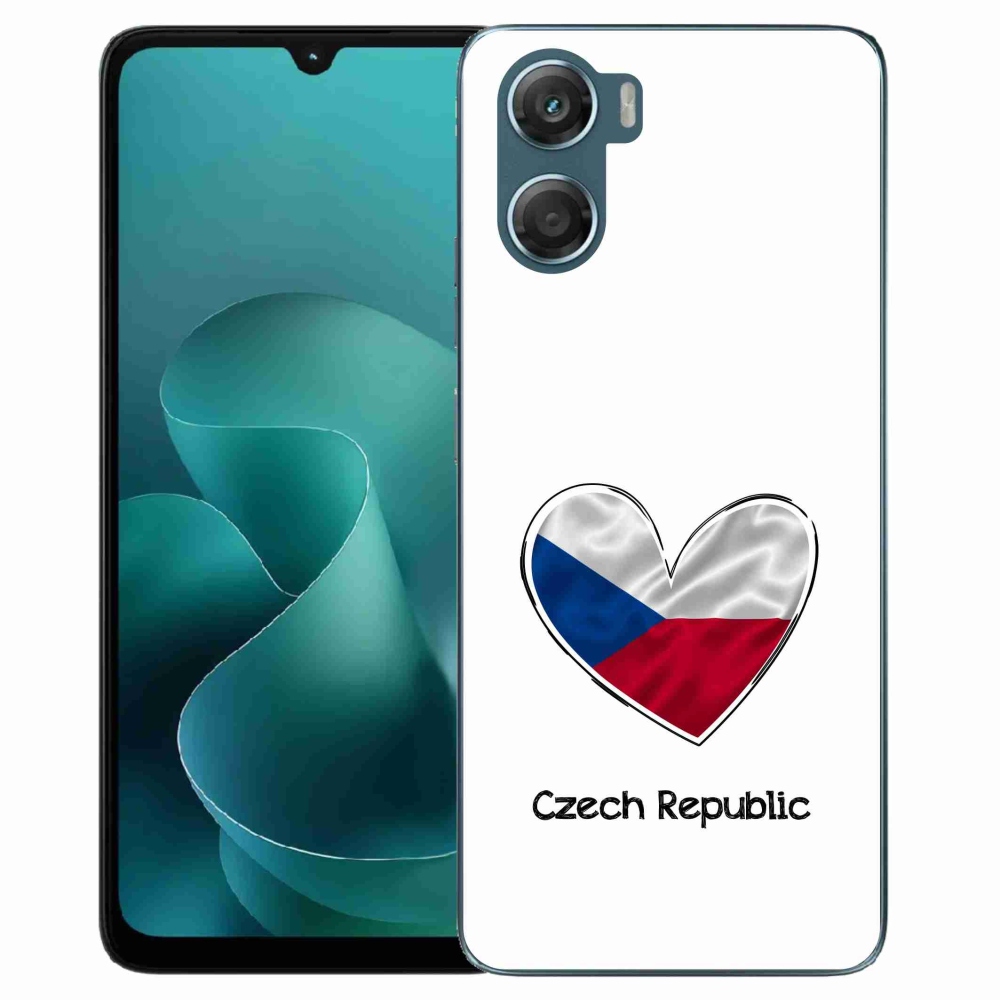 Gelový kryt mmCase na Motorola G06/G06 Power - vlajka srdce bílé pozadí