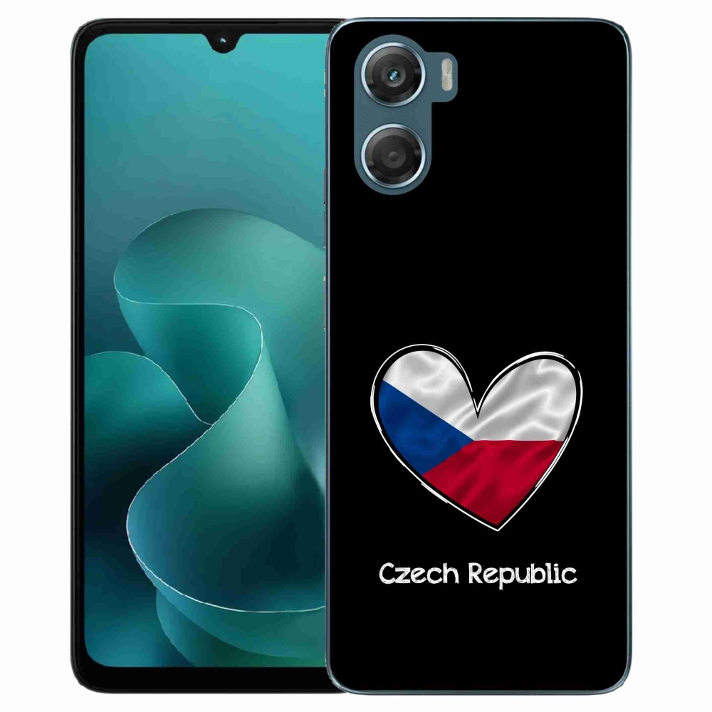 Gelový kryt mmCase na Motorola G06/G06 Power - vlajka srdce černé pozadí