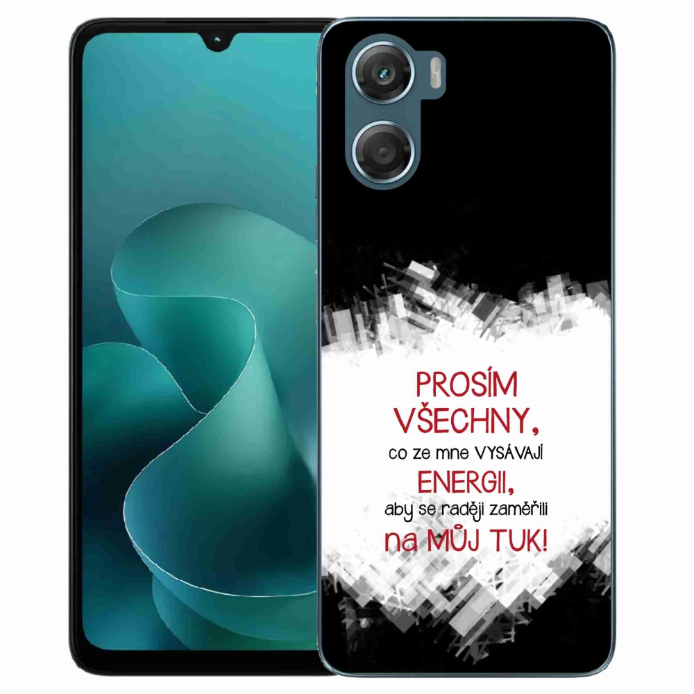Gelový kryt mmCase na Motorola G06/G06 Power - vtipný text 1 červený