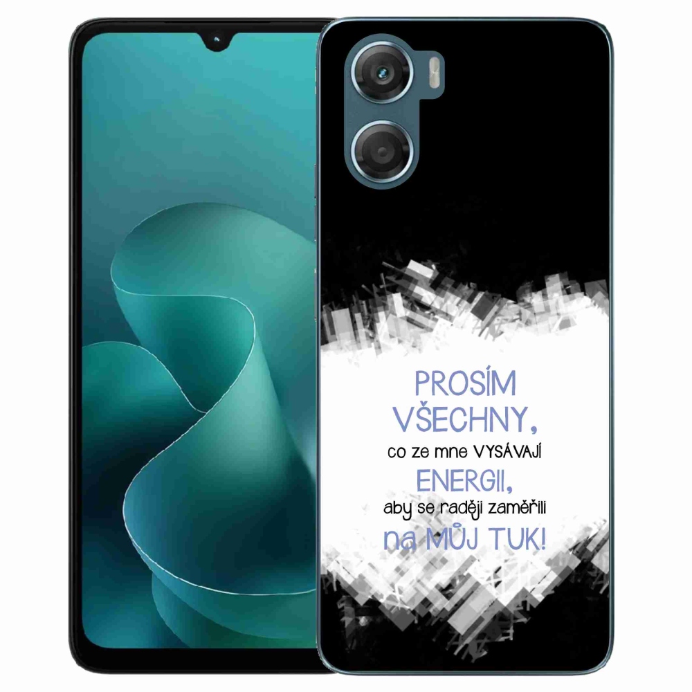Gelový kryt mmCase na Motorola G06/G06 Power - vtipný text 1 modrý