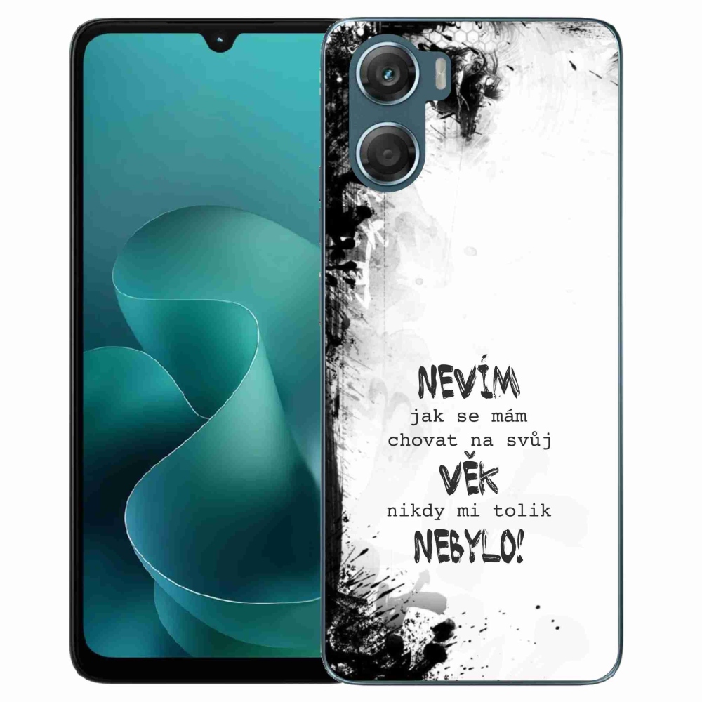 Gelový kryt mmCase na Motorola G06/G06 Power - vtipný text 14 bílé pozadí