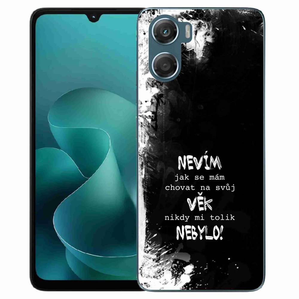 Gelový kryt mmCase na Motorola G06/G06 Power - vtipný text 14 černé pozadí