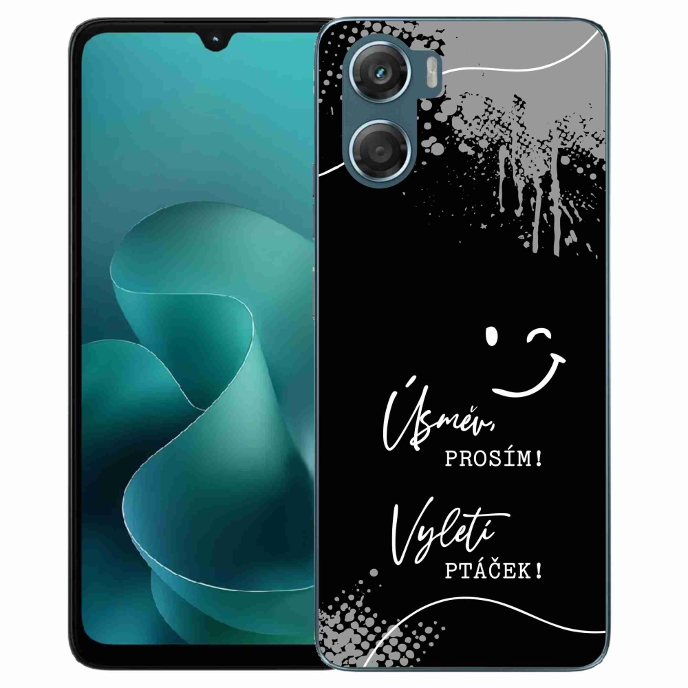 Gelový kryt mmCase na Motorola G06/G06 Power - vtipný text 4 černé pozadí