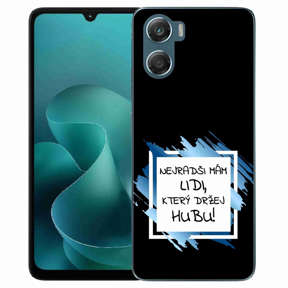 Gelový kryt mmCase na Motorola G06/G06 Power - vtipný text 7 bíločerné pozadí