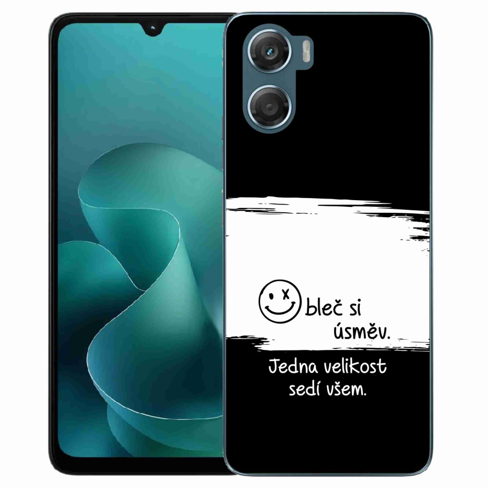 Gelový kryt mmCase na Motorola G06/G06 Power - vtipný text 8 bíločerné pozadí