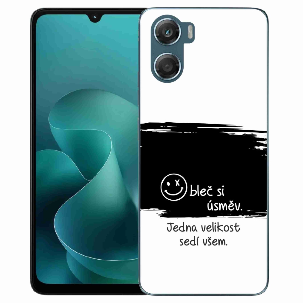 Gelový kryt mmCase na Motorola G06/G06 Power - vtipný text 8 černobílé pozadí