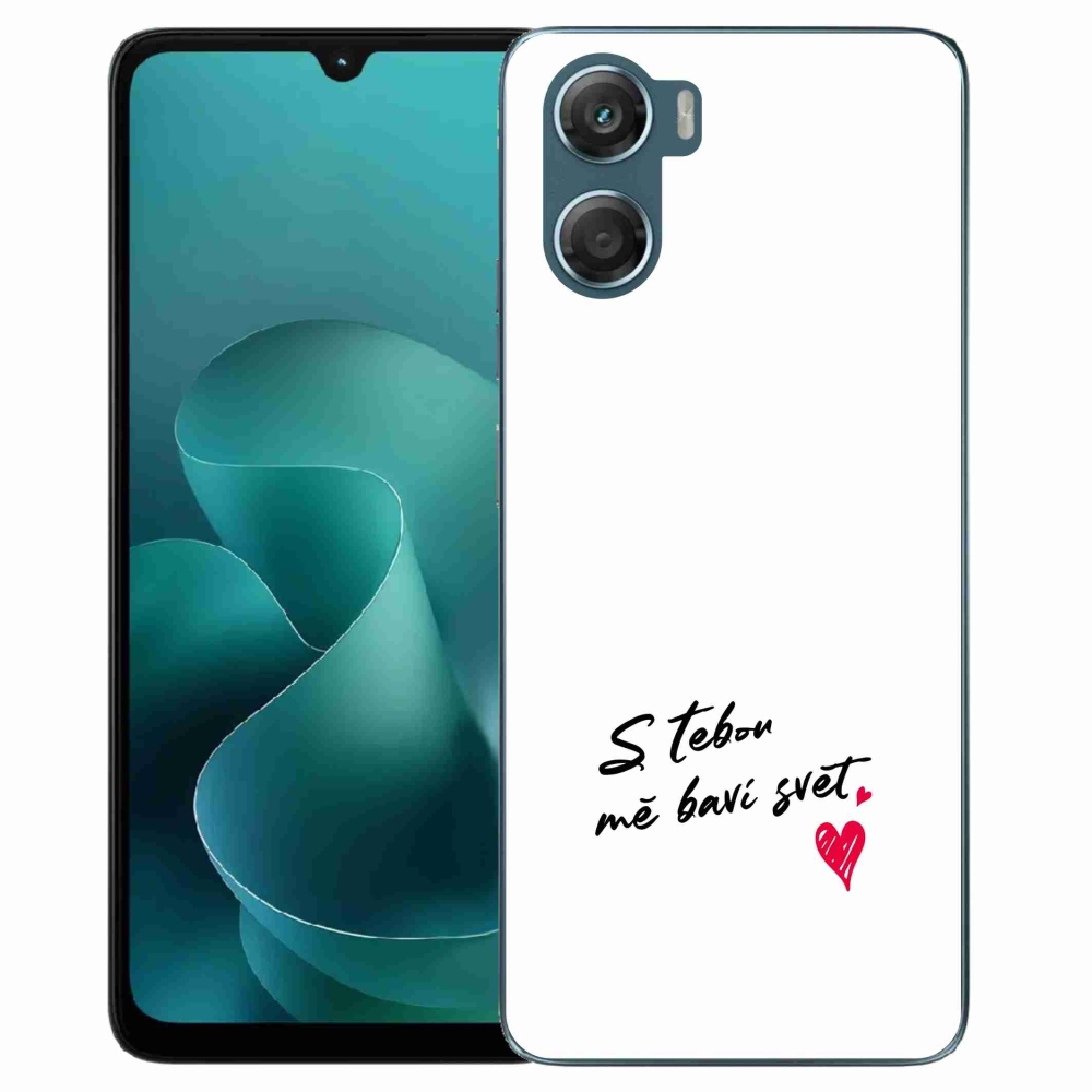Gelový kryt mmCase na Motorola G06/G06 Power - zamilovaný text 1 bílé pozadí