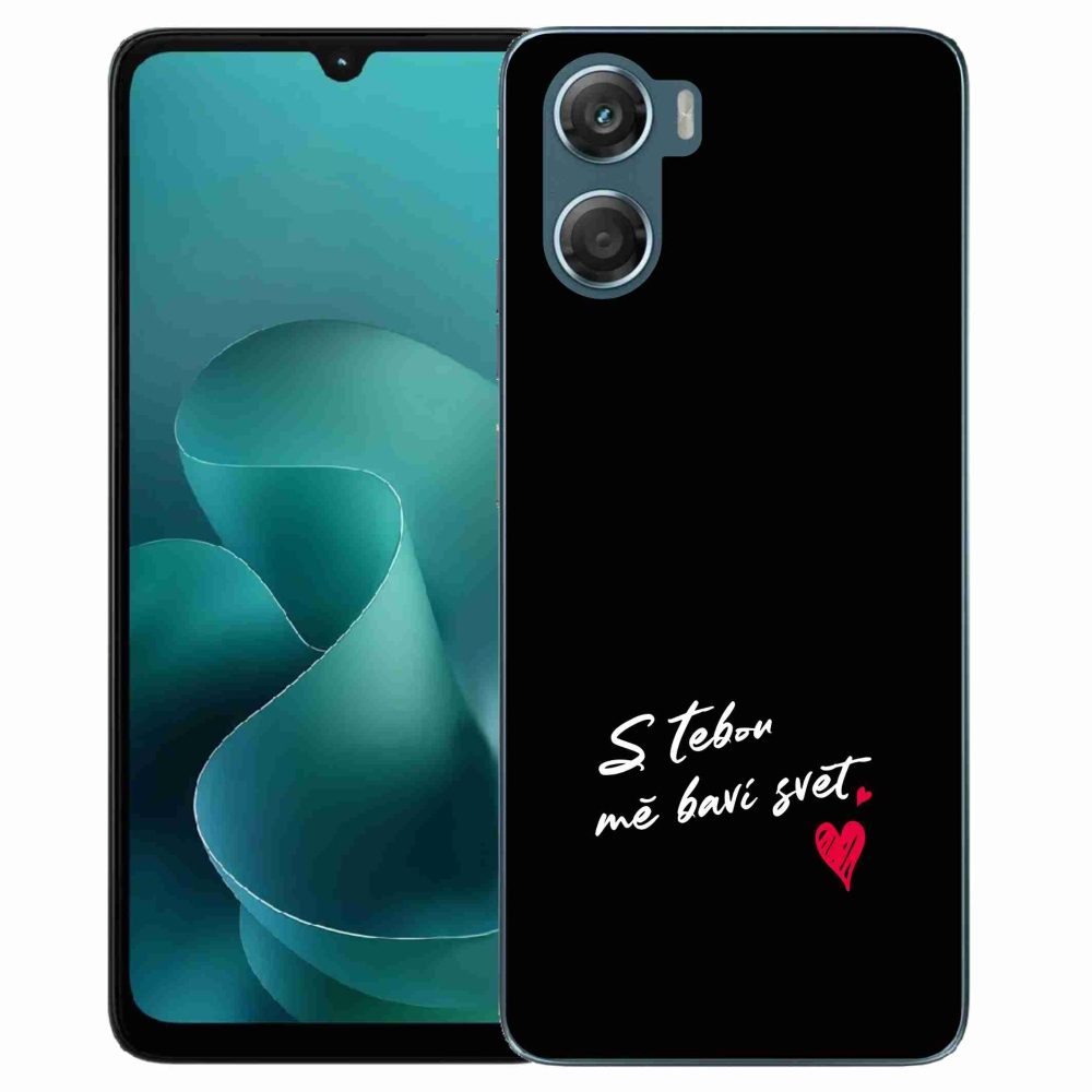 Gelový kryt mmCase na Motorola G06/G06 Power - zamilovaný text 1 černé pozadí