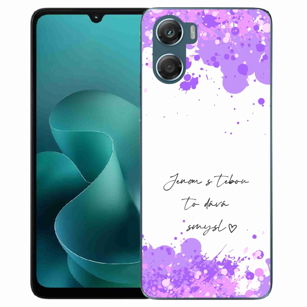 Gelový kryt mmCase na Motorola G06/G06 Power - zamilovaný text bílé pozadí