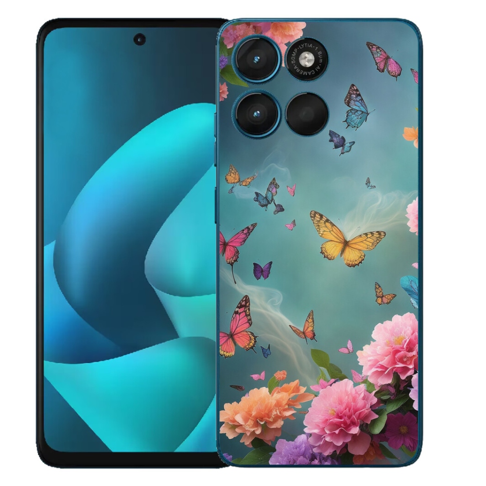 Gelový kryt mmCase na Motorola Moto G57 Power - barevné květy a motýli