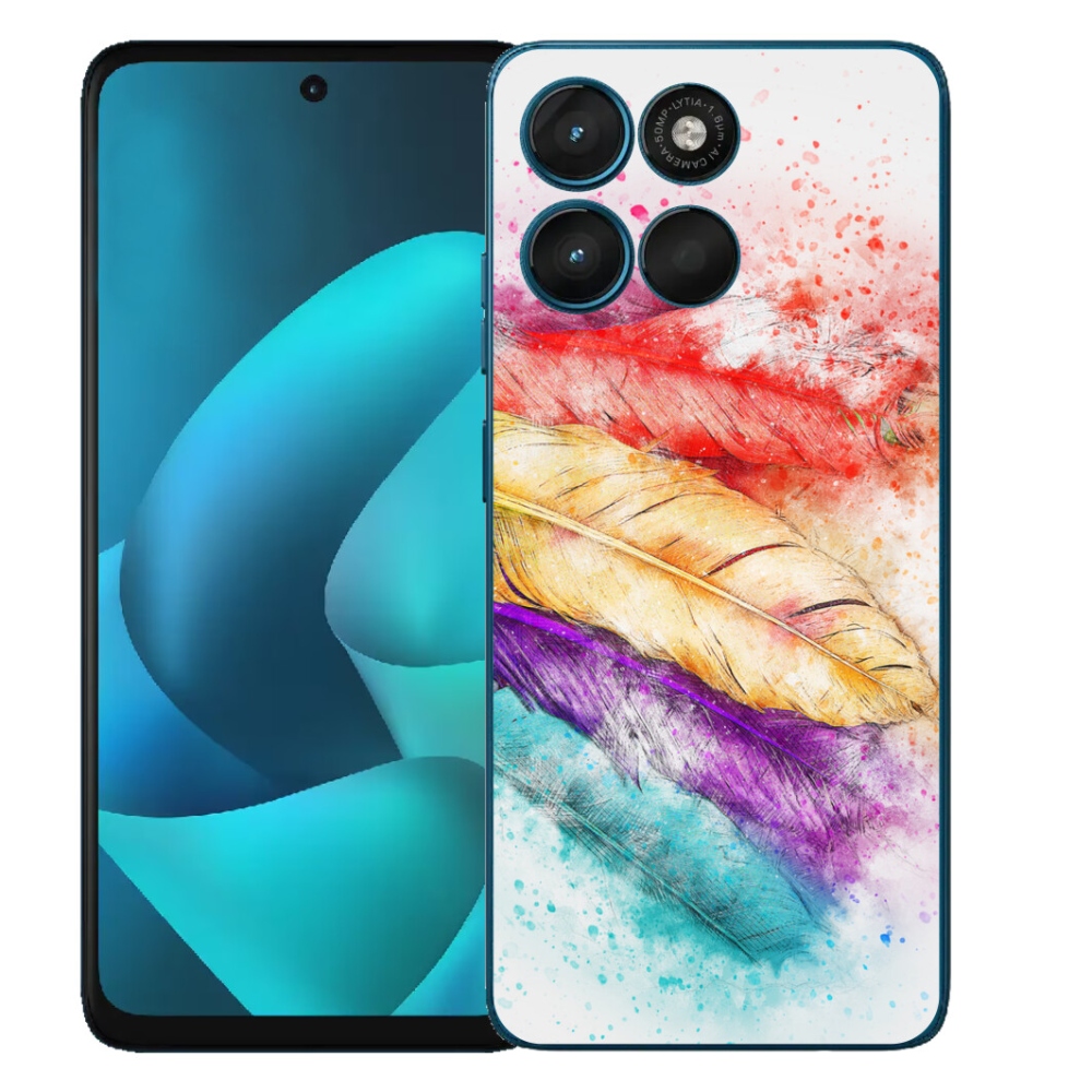 Gelový kryt mmCase na Motorola Moto G57 Power - barevné peří