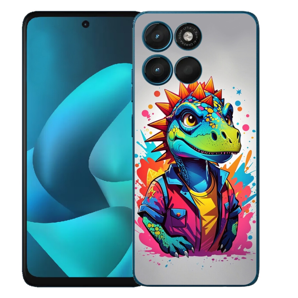 Gelový kryt mmCase na Motorola Moto G57 Power - barevný dinosaurus