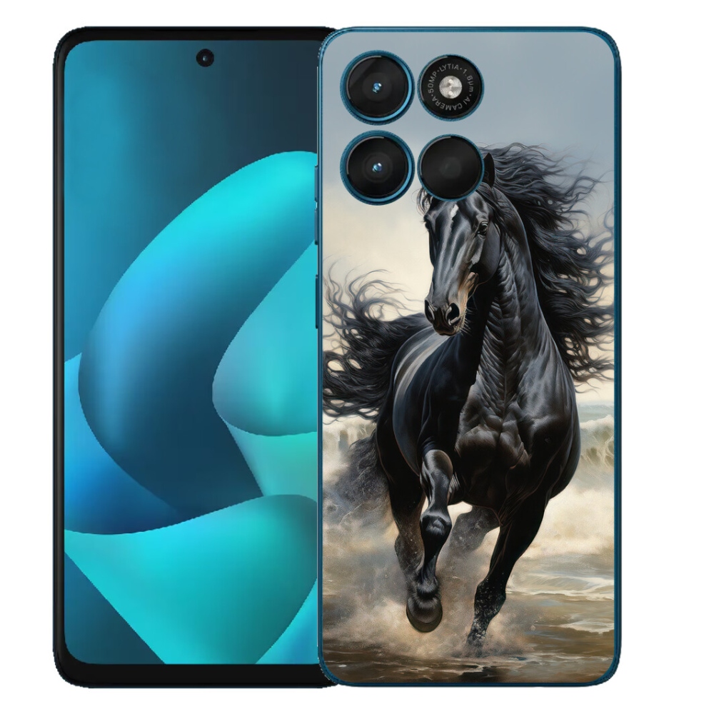 Gelový kryt mmCase na Motorola Moto G57 Power - běžící černý kůň