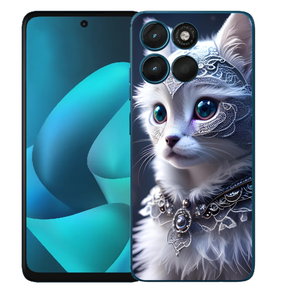 Gelový kryt mmCase na Motorola Moto G57 Power - bílá kočka