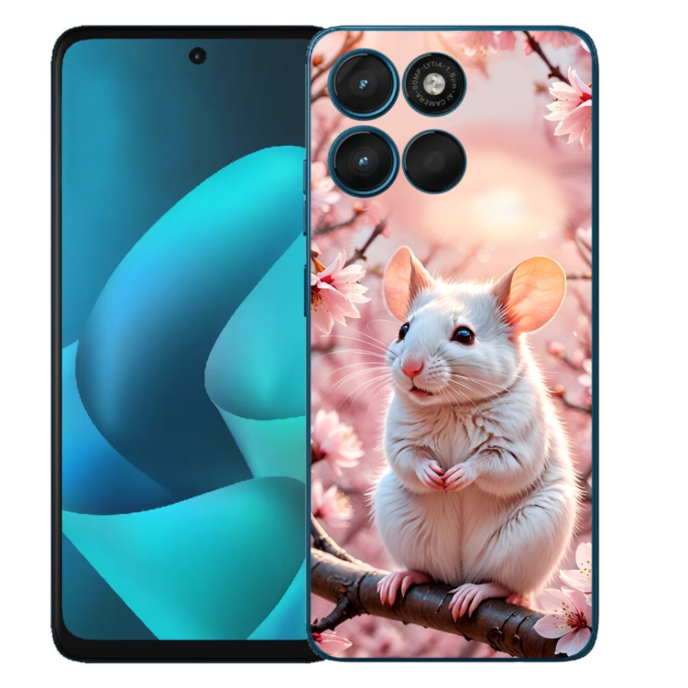 Gelový kryt mmCase na Motorola Moto G57 Power - bílá myš na větvi