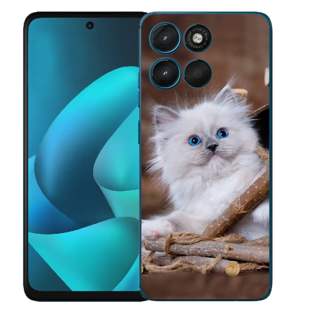 Gelový kryt mmCase na Motorola Moto G57 Power - bílé kotě
