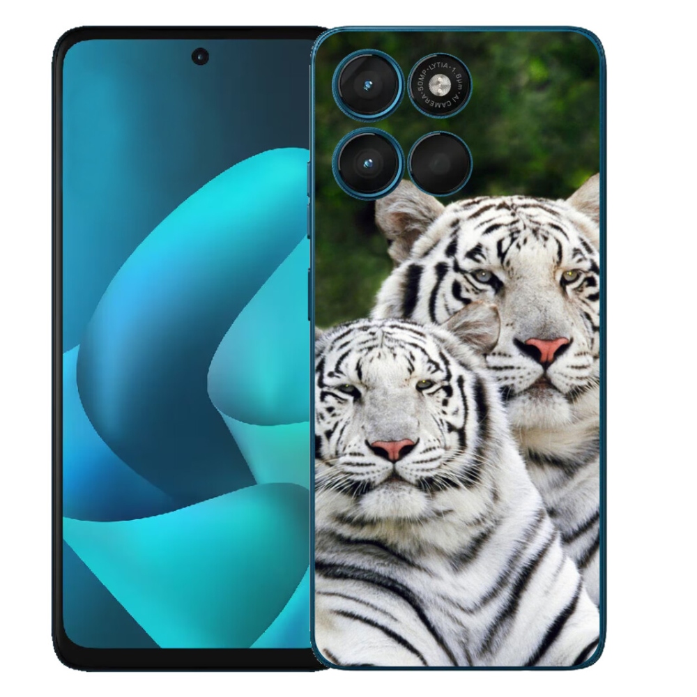 Gelový kryt mmCase na Motorola Moto G57 Power - bílí tygři