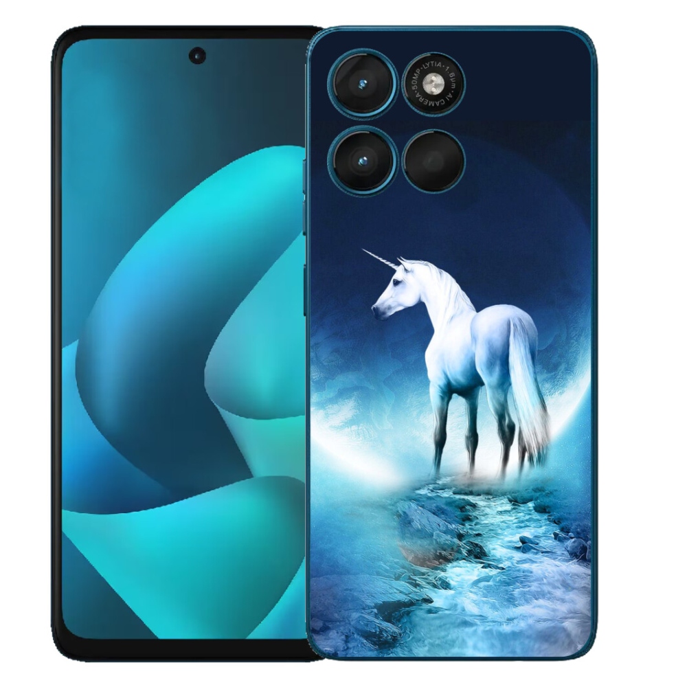 Gelový kryt mmCase na Motorola Moto G57 Power - bílý jednorožec