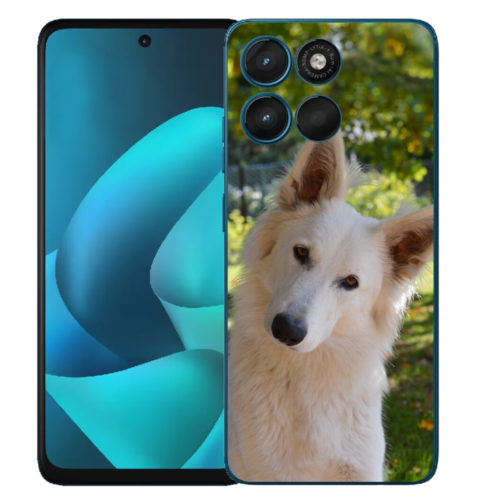 Gelový kryt mmCase na Motorola Moto G57 Power - bílý švýcarský ovčák 1