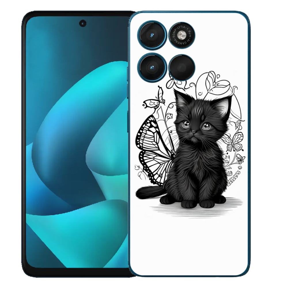 Gelový kryt mmCase na Motorola Moto G57 Power - černé kotě