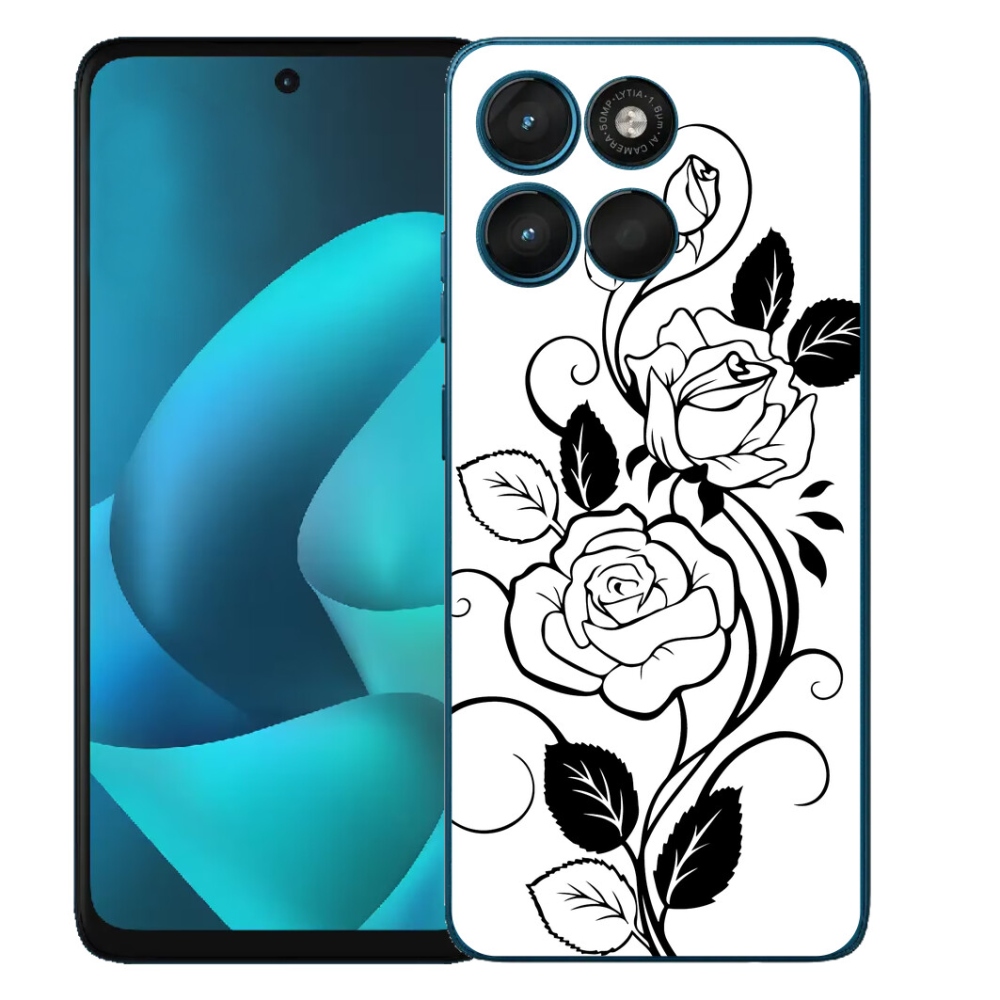 Gelový kryt mmCase na Motorola Moto G57 Power - černobílá růže