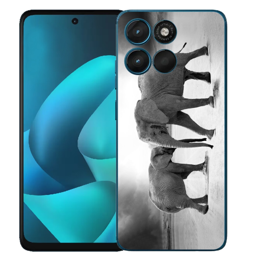 Gelový kryt mmCase na Motorola Moto G57 Power - černobílí sloni