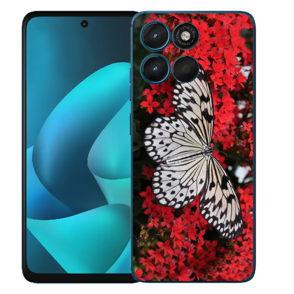Gelový kryt mmCase na Motorola Moto G57 Power - černobílý motýl 1