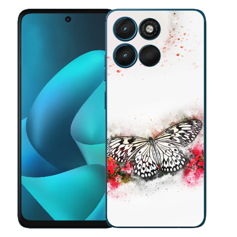 Gelový kryt mmCase na Motorola Moto G57 Power - černobílý motýl