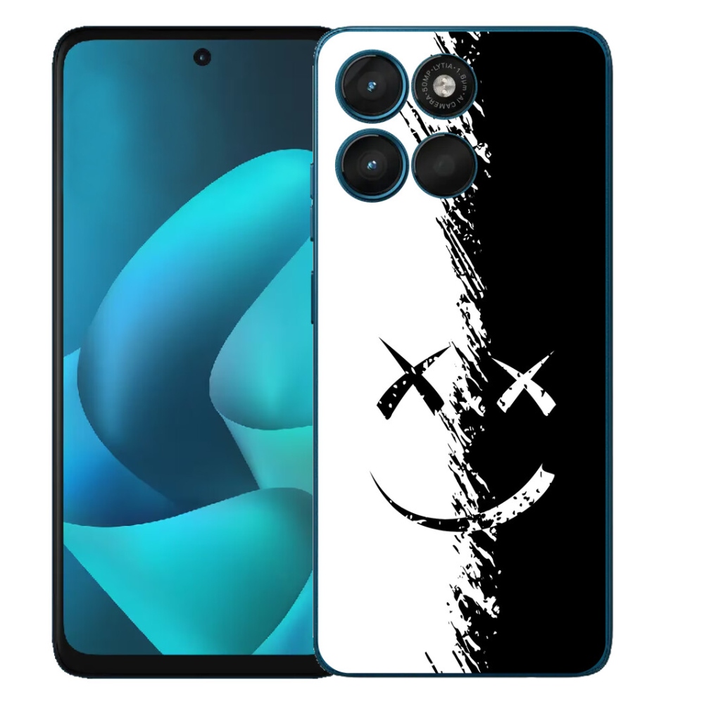 Gelový kryt mmCase na Motorola Moto G57 Power - černobílý smajlík