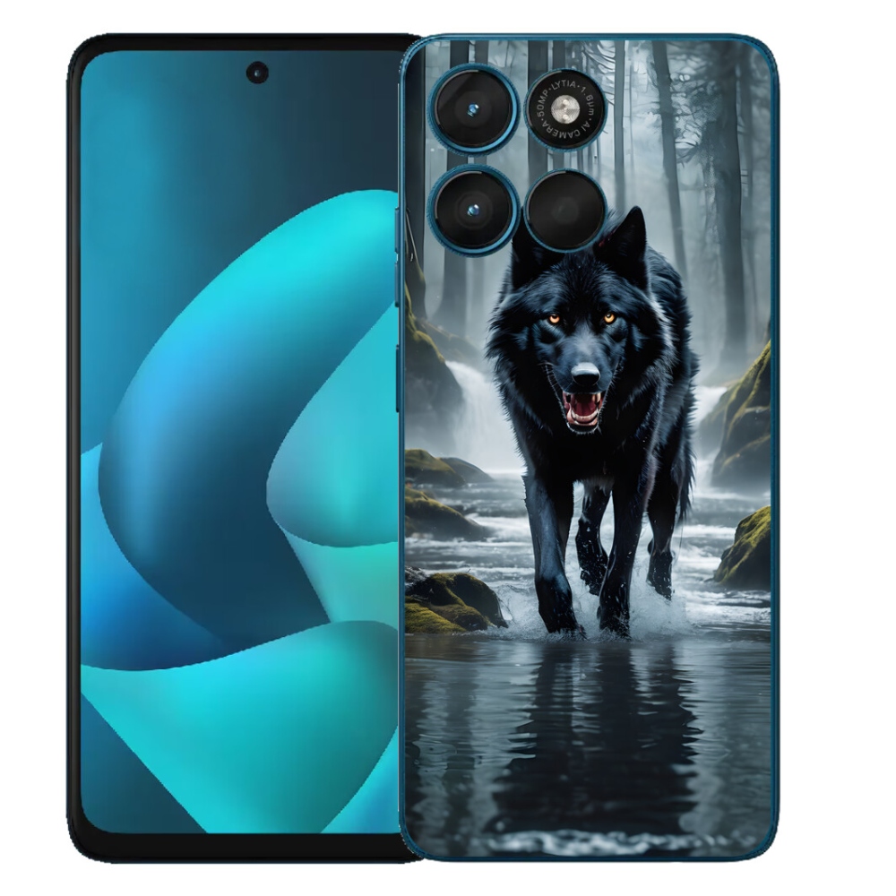 Gelový kryt mmCase na Motorola Moto G57 Power - černý vlk