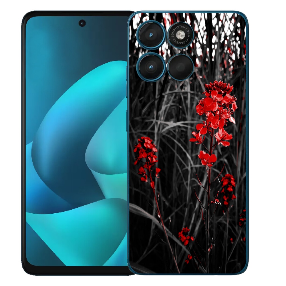 Gelový kryt mmCase na Motorola Moto G57 Power - červená rostlina