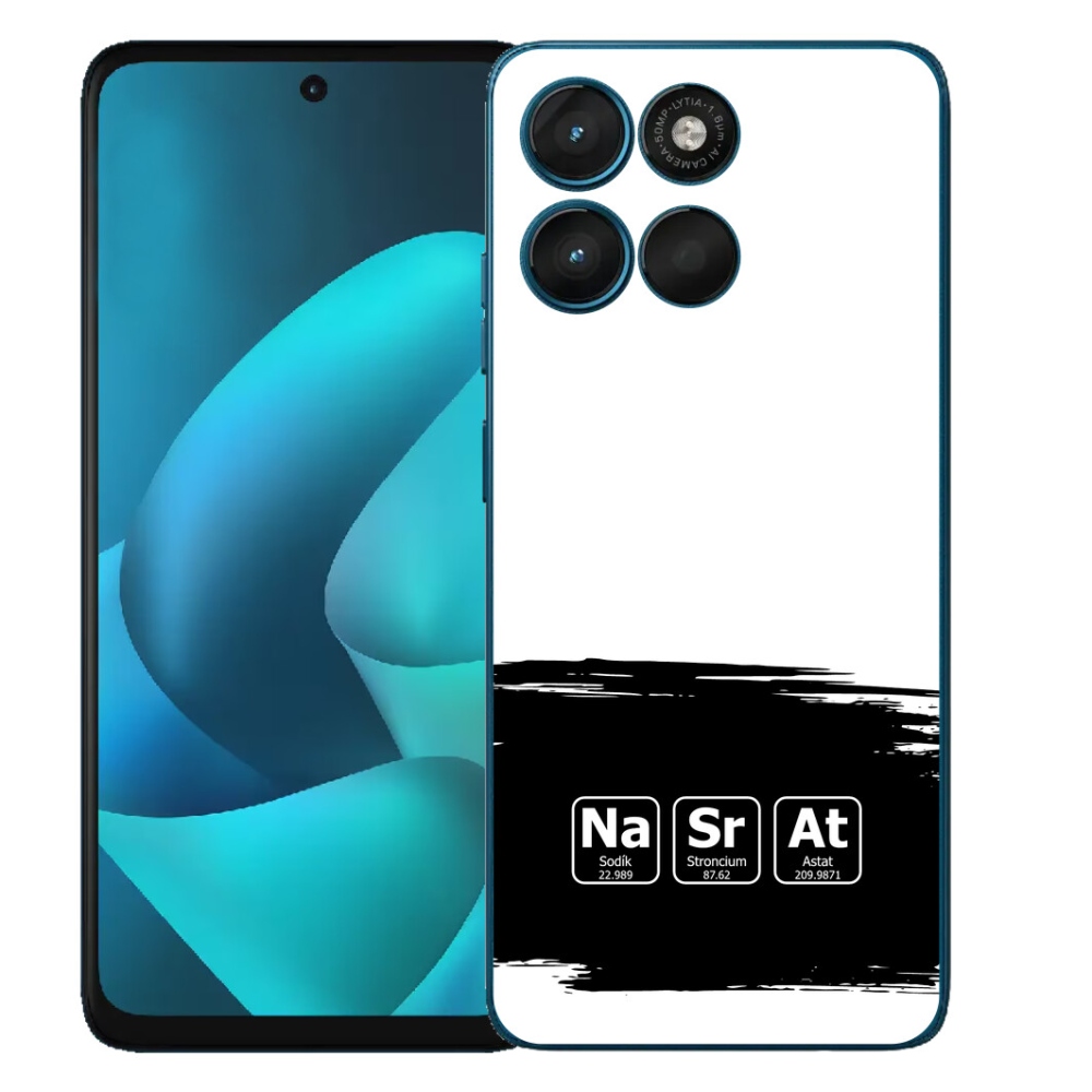 Gelový kryt mmCase na Motorola Moto G57 Power - chemické prvky černobílé pozadí