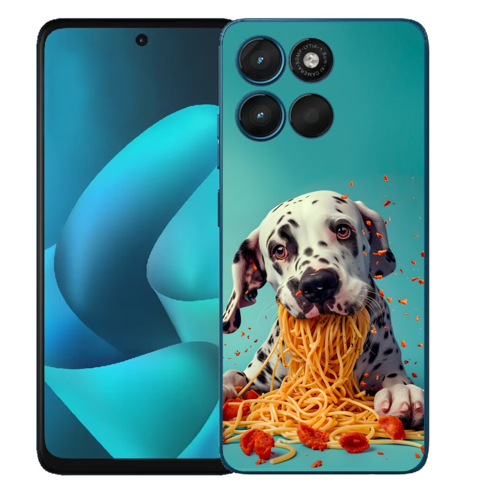 Gelový kryt mmCase na Motorola Moto G57 Power - dalmatin a špagety