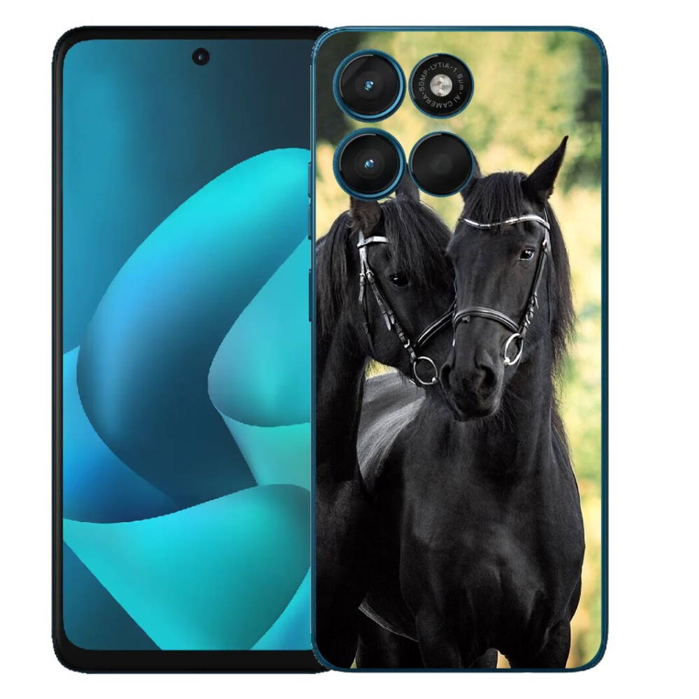 Gelový kryt mmCase na Motorola Moto G57 Power - dva černí koně