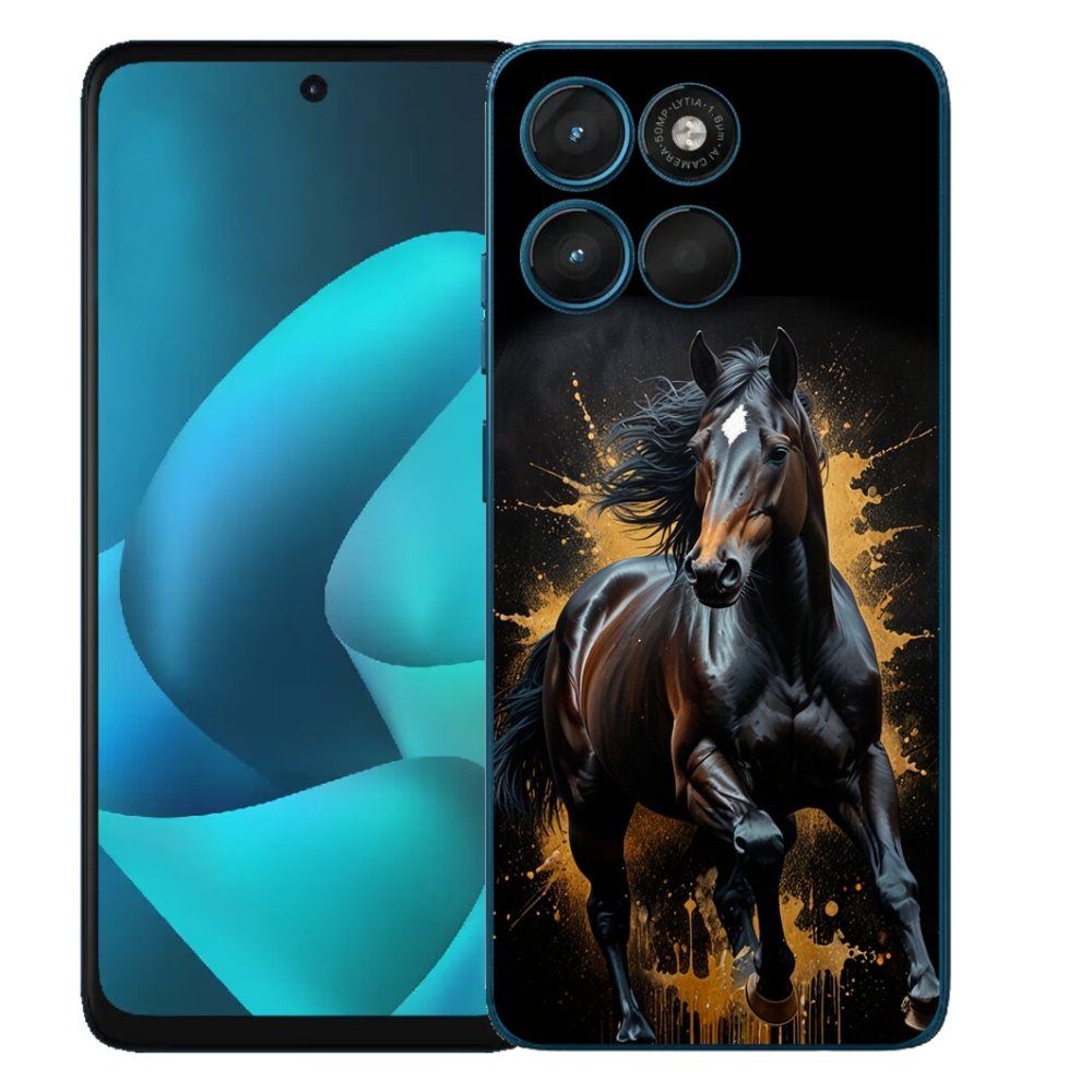 Gelový kryt mmCase na Motorola Moto G57 Power - elegantní černý hřebec