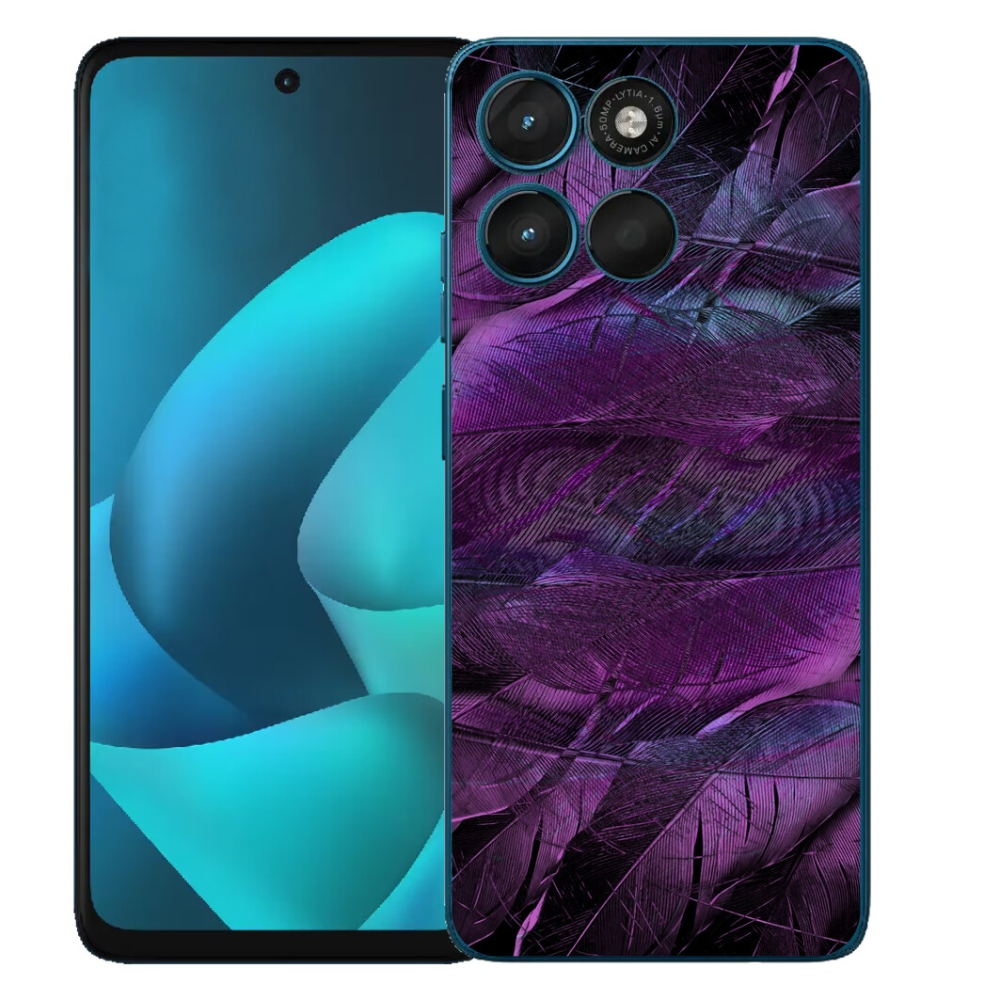 Gelový kryt mmCase na Motorola Moto G57 Power - fialová pírka