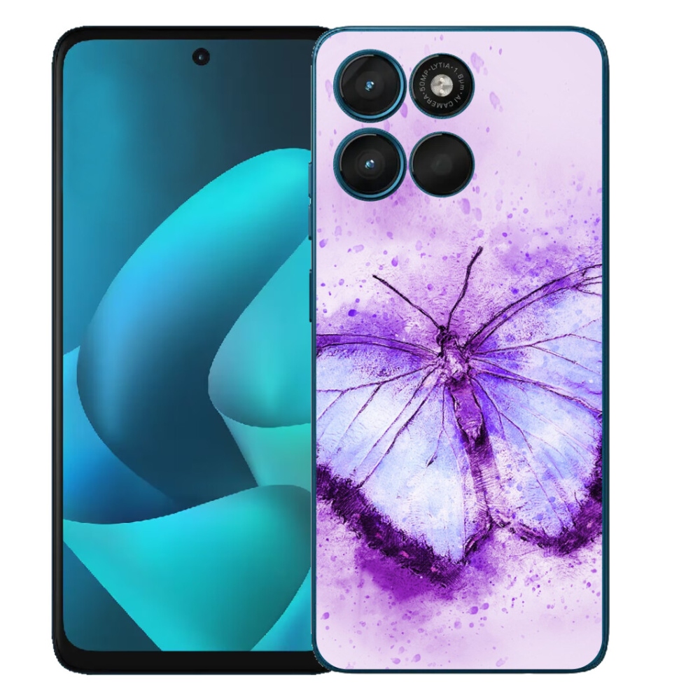 Gelový kryt mmCase na Motorola Moto G57 Power - fialový motýl