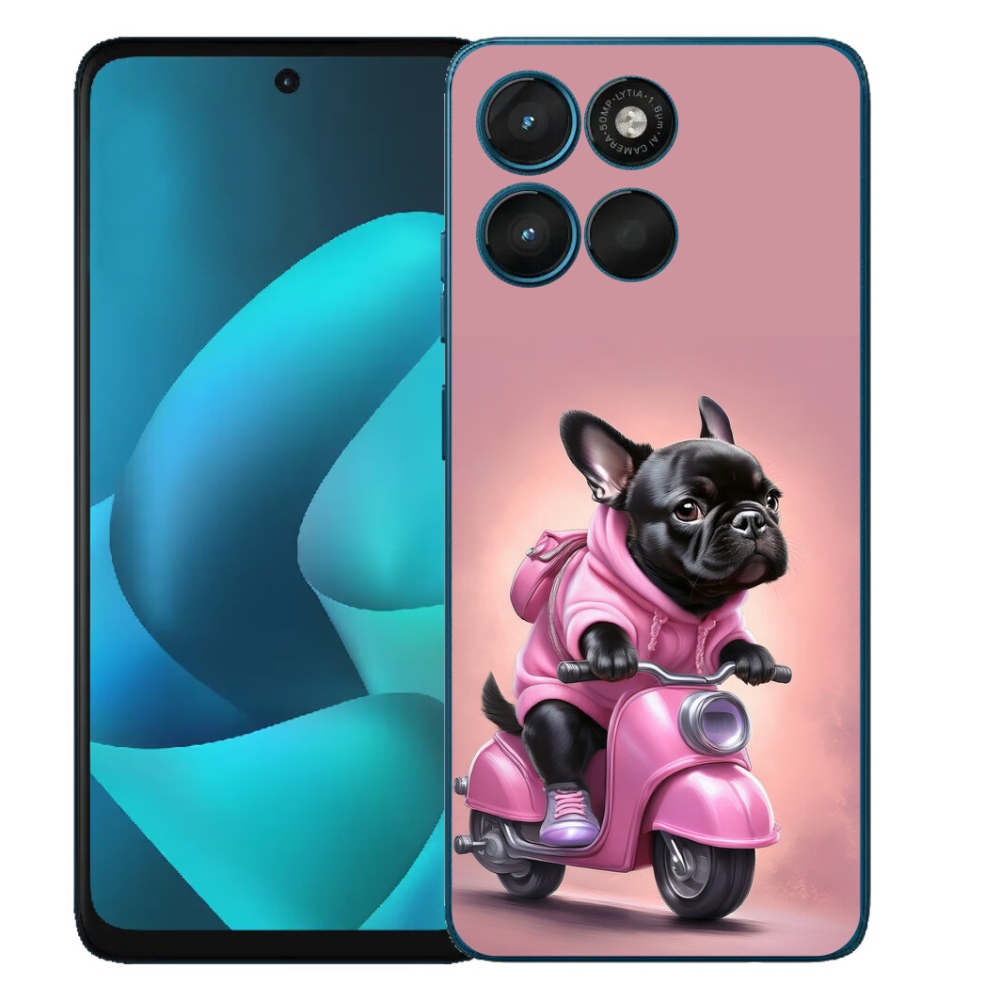 Gelový kryt mmCase na Motorola Moto G57 Power - francouzský buldoček na skútru