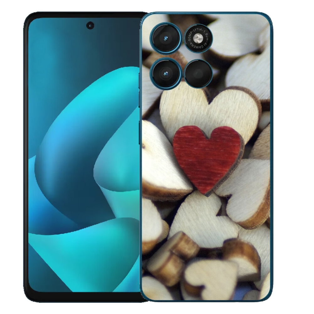 Gelový kryt mmCase na Motorola Moto G57 Power - gravírované červené srdce 